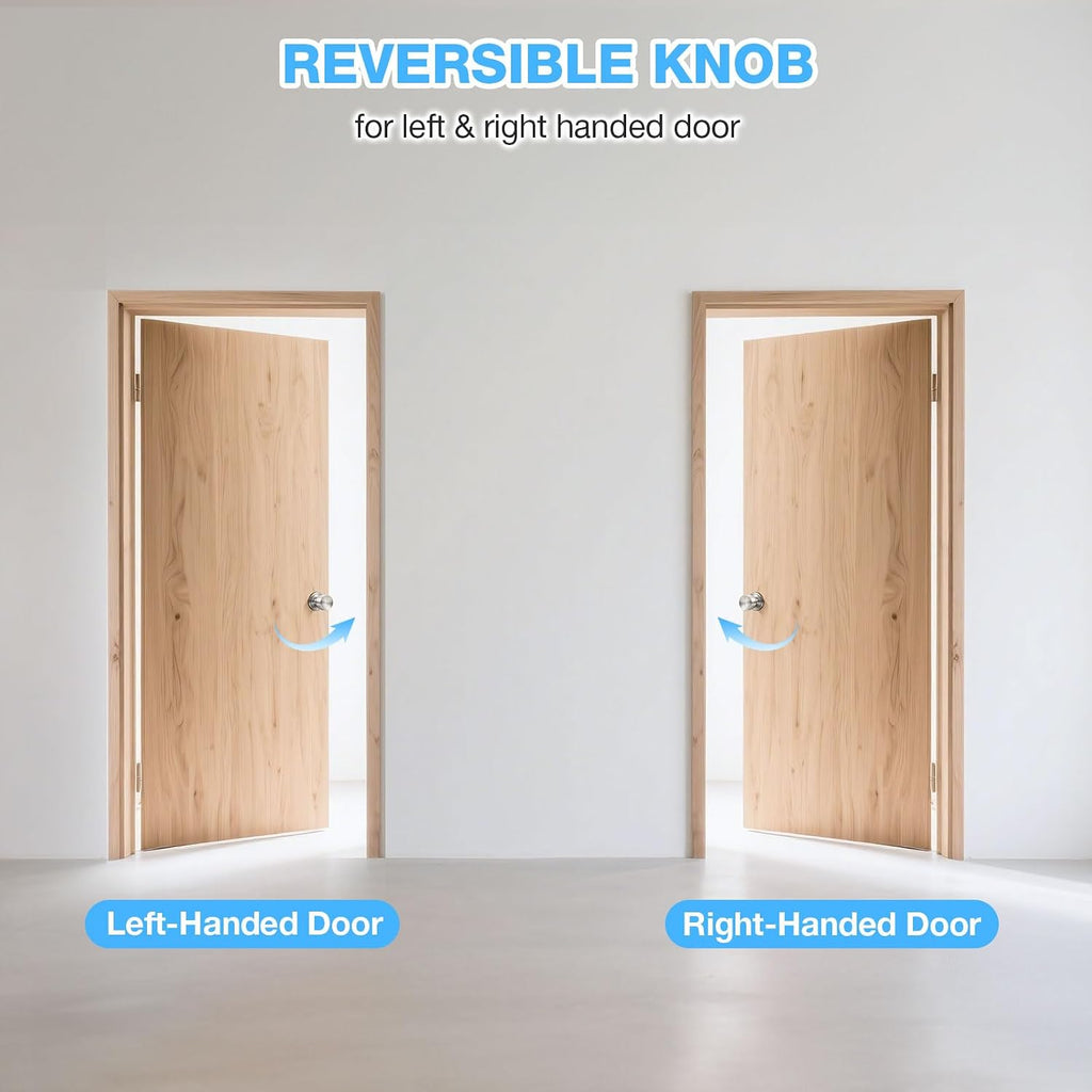5 Pack Passage Door Knob, Brushed Nickel Door Knobs Keyless Doorknobs for Interior Doors, Hallway, Closet and More
