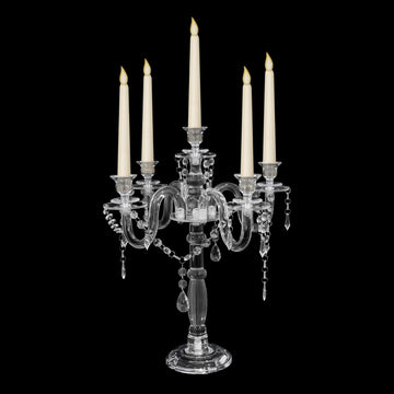 Acrylic Candelabra Centerpieces for Tables, 18.5in Tall 5 Arm Acrylic Candle Holder for Taper LED Candles, Clear