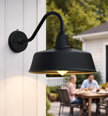 11" Outdoor Barn Light Dusk to Dawn, Farmhouse Gooseneck Fixture