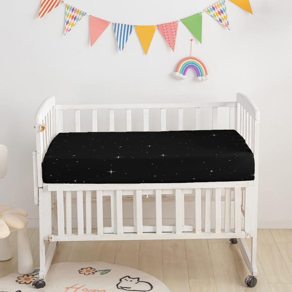 Moon Theme Cat Branch Printed Nursery Crib Bedding Set, 3pcs - Comforter, Crib Sheet & Crib Skirt for Baby Boys and