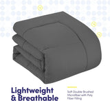 5 Piece Comforter Set Bag Solid Color All Season Soft Down Alternative Blanket & Luxurious Microfiber Bed Sheets, Gray