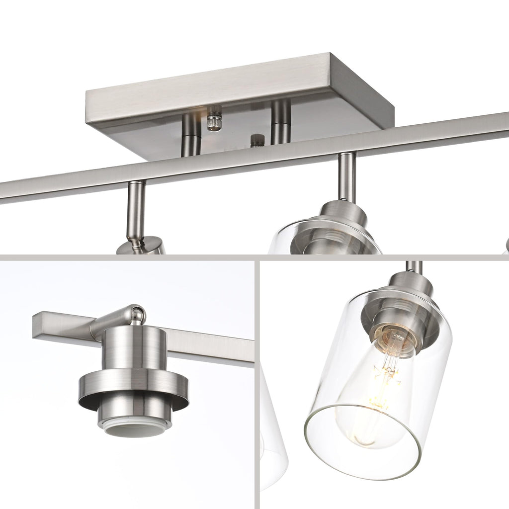 2 Light Track Lighting Kit Brushed Nickel Kitchen Track Lighting Fixtures Ceiling Mount Bathroom Vanity Wall Scones