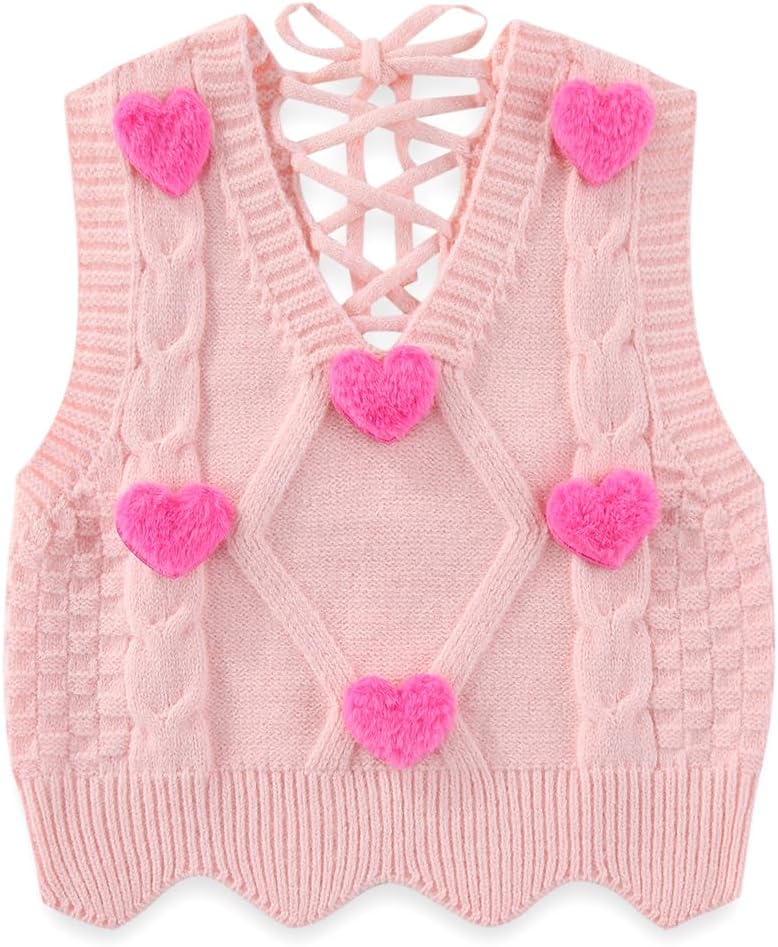 Spring Autumn Summer - Toddler Girl Clothing Sets 3pcs White Shirt Knit Vest Lace Flare Jeans