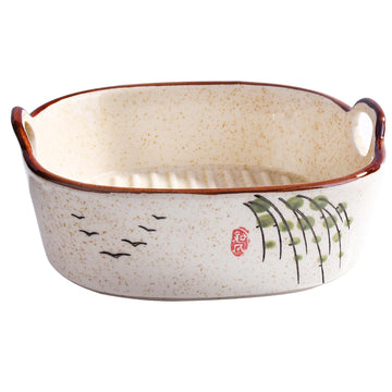 Ceramic Casserole Dish with Handles, 6.7" Japanese Square Baking Pans
