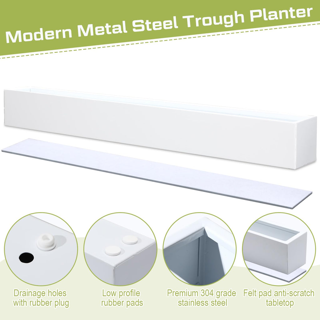32 x 3.5 x 3.5 Inch 1 Pcs Long Rectangular Planter Box, White