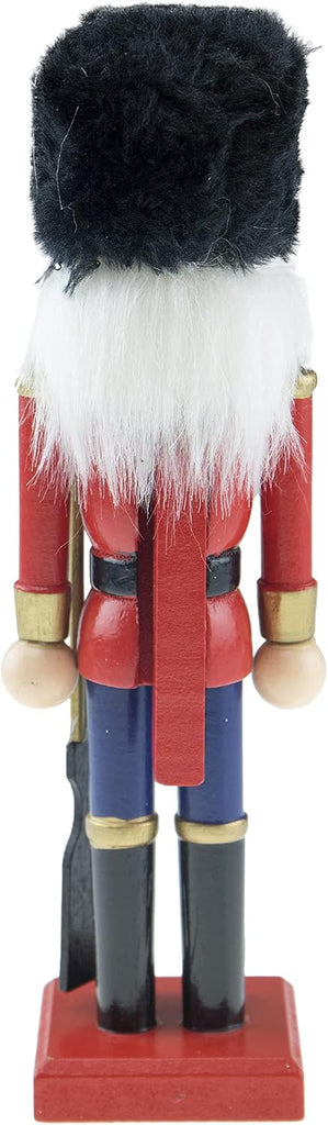 British Soldier 8 Inch Traditional Wooden Nutcracker, Festive Christmas Décor for Shelves and Tables