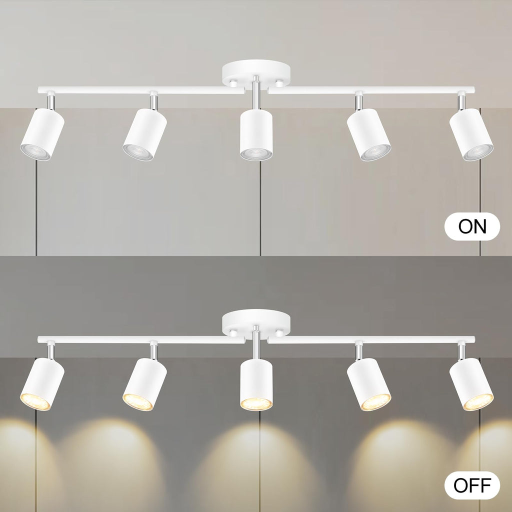 Track Lighting, LED Track Lighting Fixtures Ceiling, White Kitchen Lights, 30" Ceiling Spotlight Kit, 5 Light Wall