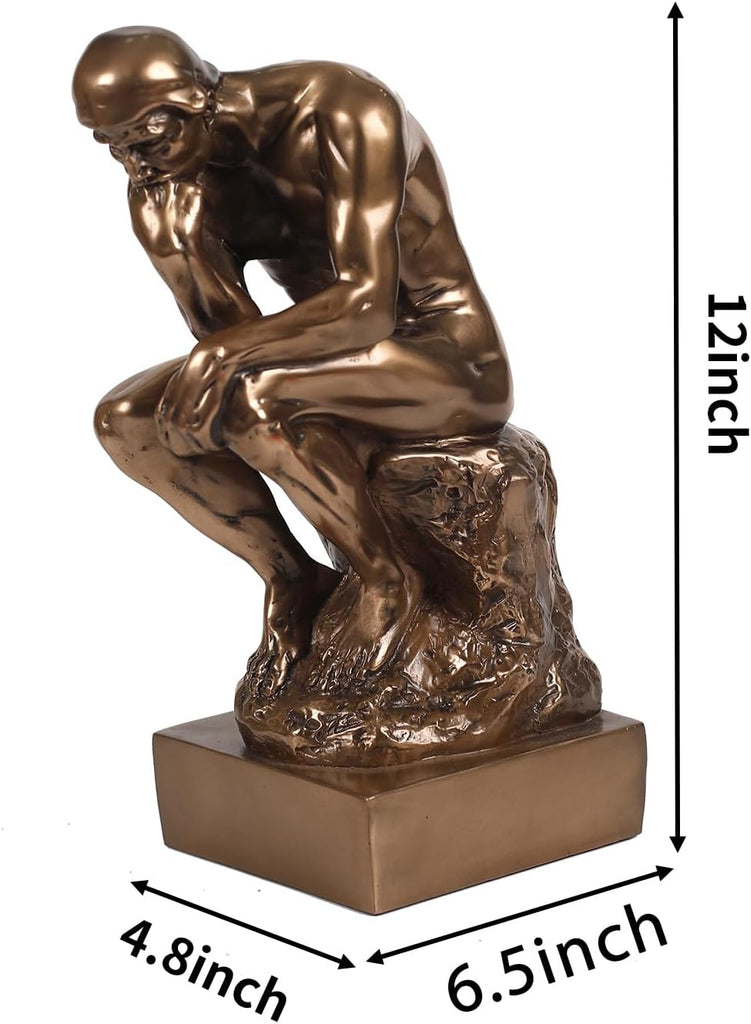 The Thinker Statue in Premium Cold Cast Bronze- 12-Inch Museum Grade Collectible Figurine-(Large-Decoration)