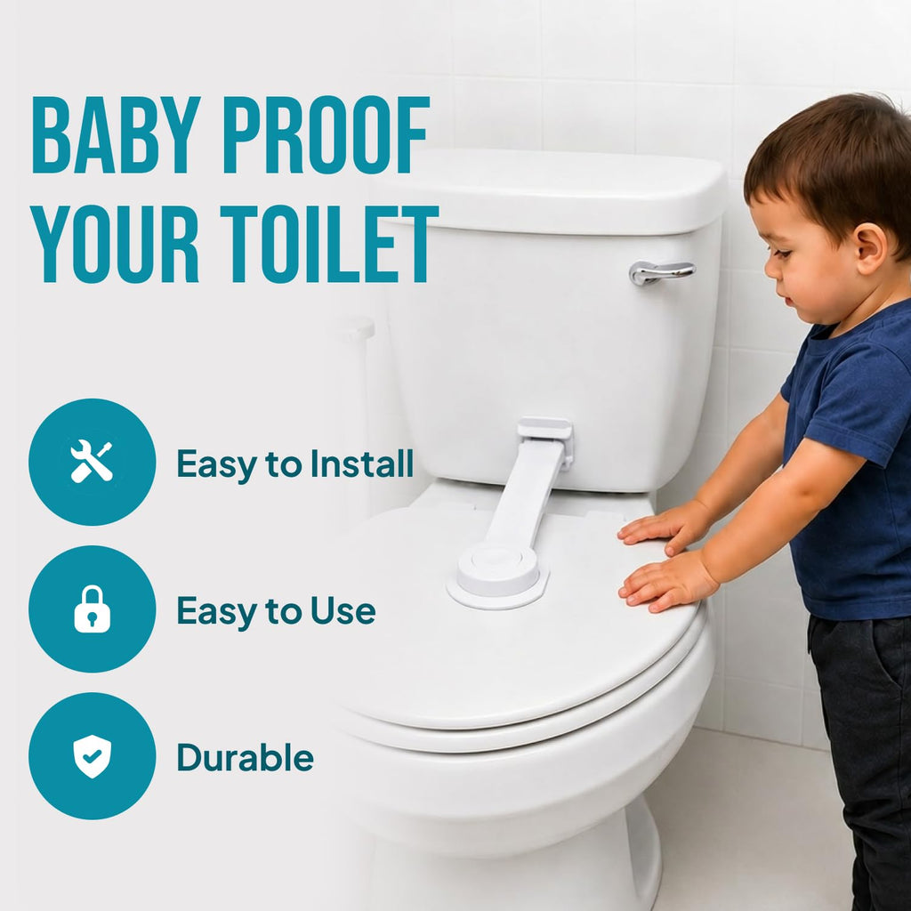 2 Pack Toilet Locks Baby Proof - Easy to Use Toilet Seat & Lid Lock Kit