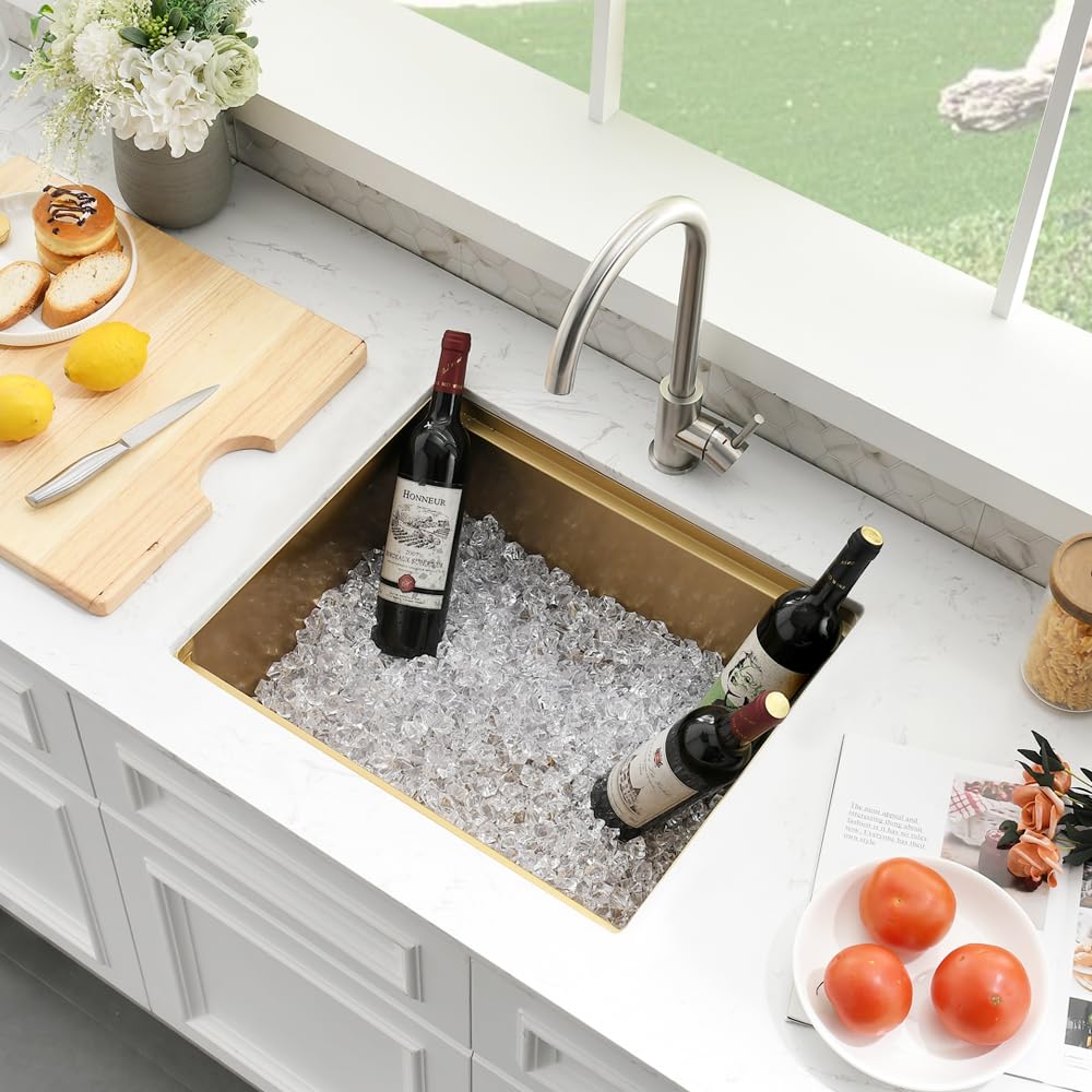 Gold Undermount Bar Sink, 21 x 18 Inch