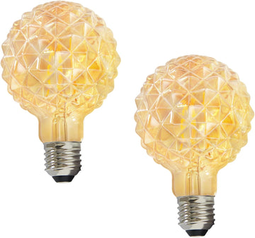 Vintage Edison Bulb G30 G95 6W Equivalent 60watt, Dimmable CRI 90+ LED Filament Light Amber Globe Pineapple 2500K E26