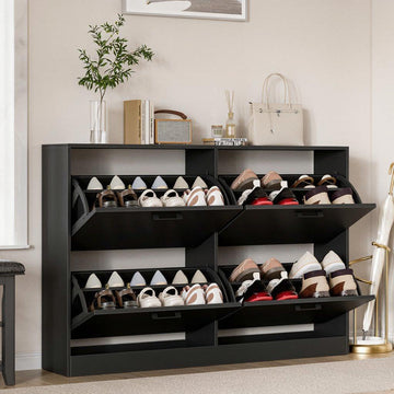Slim Narrow Shoe Cabinet with 4 Flip Drawers