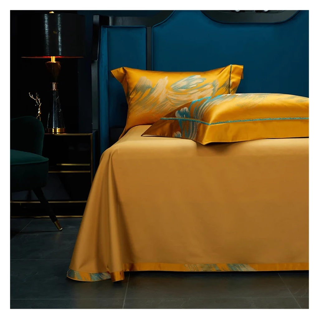 1200Tc Brocade Jacquard and Egyptian Cotton Luxury Bedding Set Smooth Soft Quilt Cover Set Flat/Fitted Bed Sheet