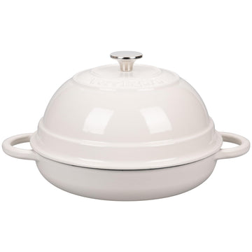 Cast Iron Enameled Dutch Oven Pot with Lid for Bread Baking, Bread Oven, 6 Quart, White