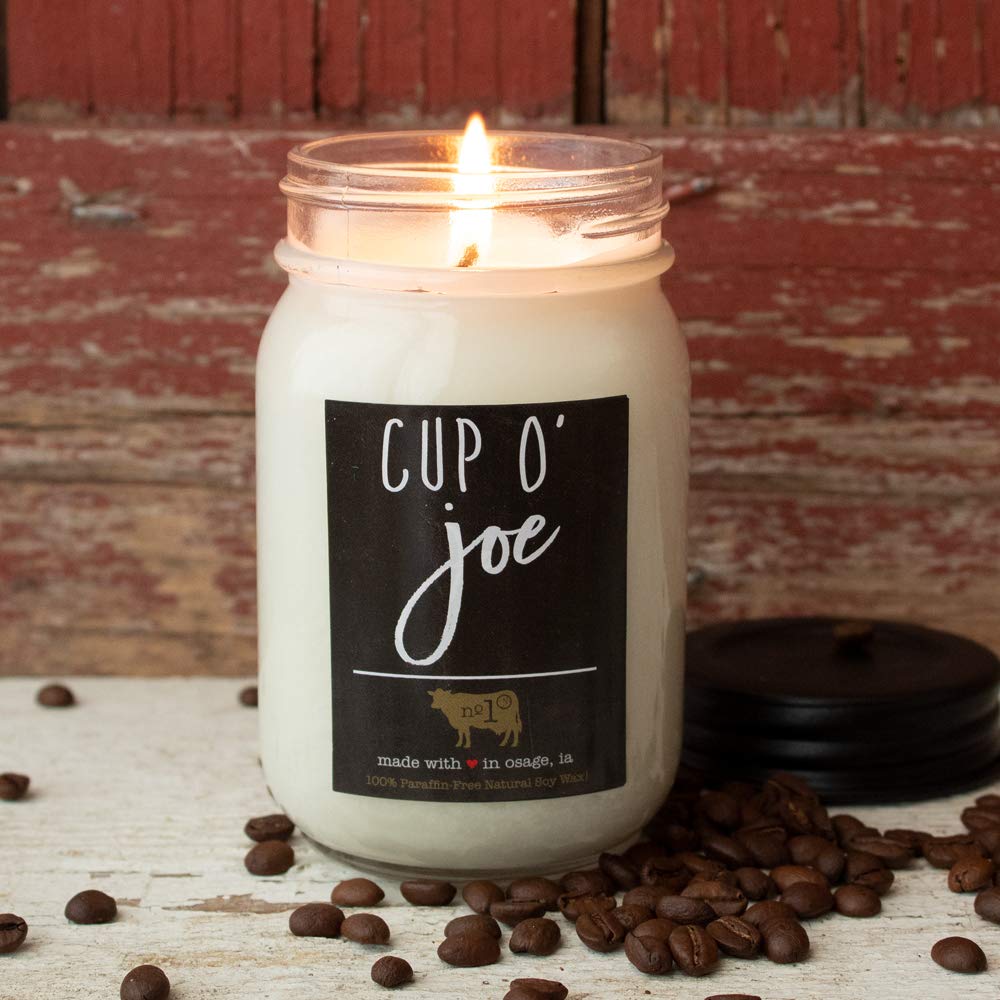 Cup O' Joe Scented Soy Candle, 13 oz Mason Jar, 70+ Hr Burn