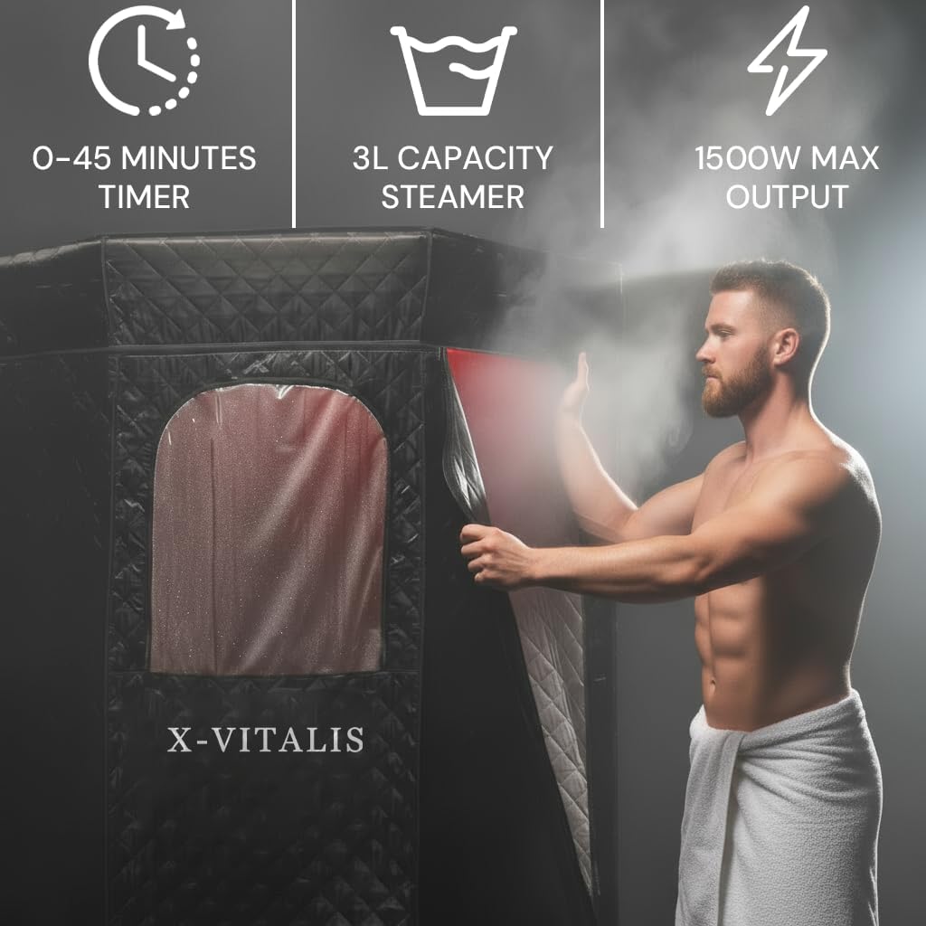 Upgraded Steam Sauna Portable with Red Light Therapy with Ice Bath Tub for Home Personal Home Spa Contrast Therapy