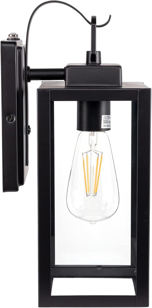 Dusk to Dawn Outdoor Wall Lantern, Wall Sconce for Porch Lighting Fixture, E26 Base Max 60W, Metal Housing Plus Glass