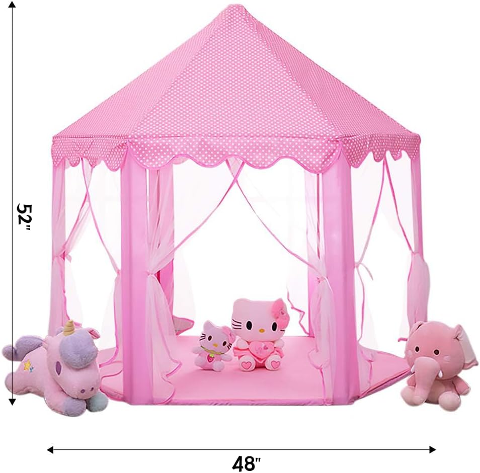 Princess Tent Kids Play Tent Indoor Girls Castle Playhouse, Pink