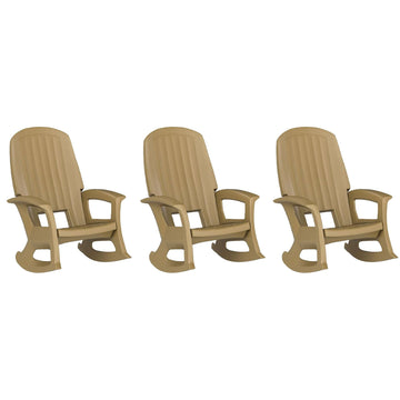 Rockaway Heavy Duty All Weather Rocking Chair, Taupe, 3 Pack