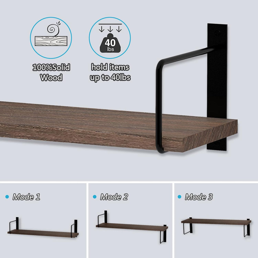Floating Shelves, 24 Inches Shelves for Room Wall, Shelves on Wall (Brown) | Wall Shelves, Easy to Install Wall
