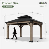 10' x 12' Outdoor Wood Gazebo, Hardtop Gazebo Permanent Wood - Image 8