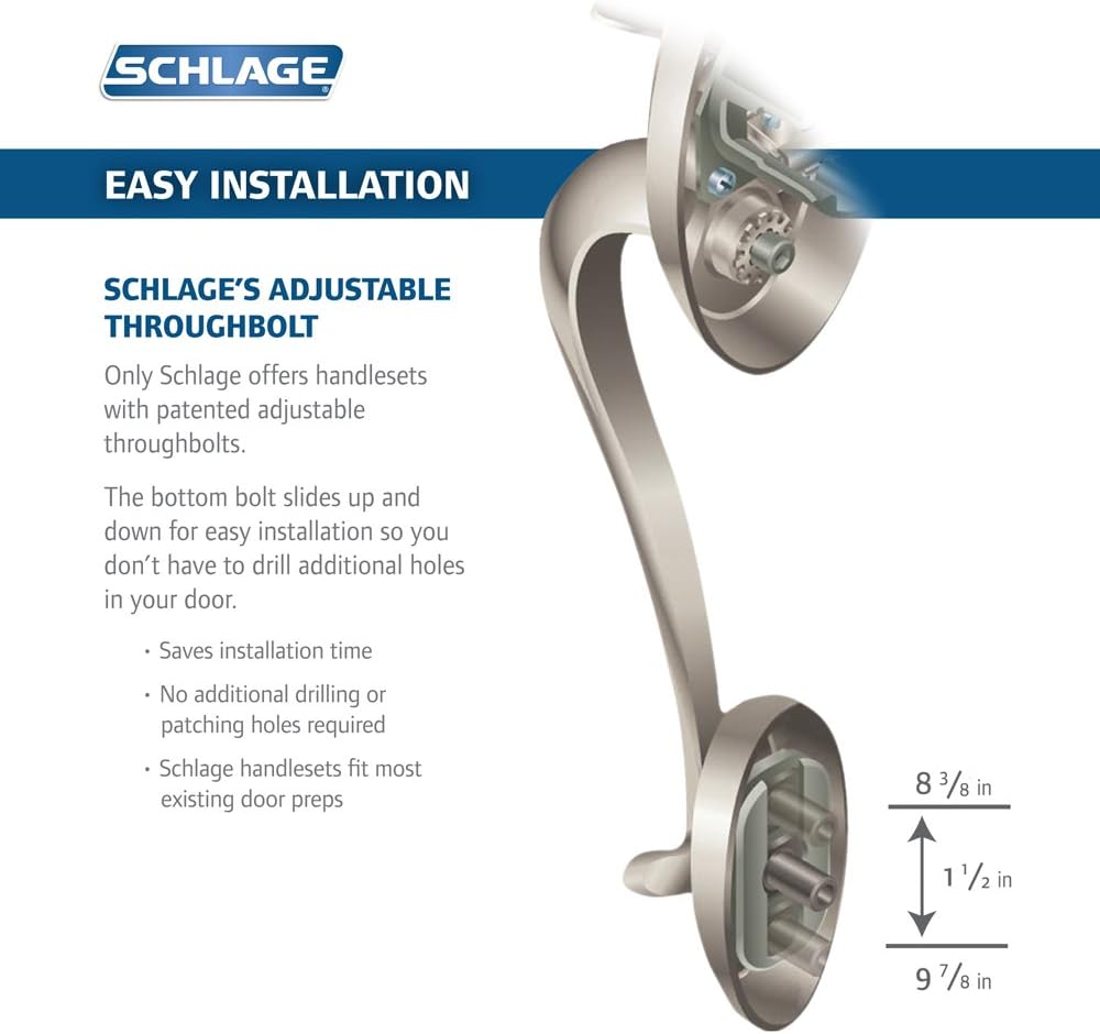 Brookshire Exterior Handleset with Deadbolt, Antique Brass (Exterior Half Only) - Door Handleset