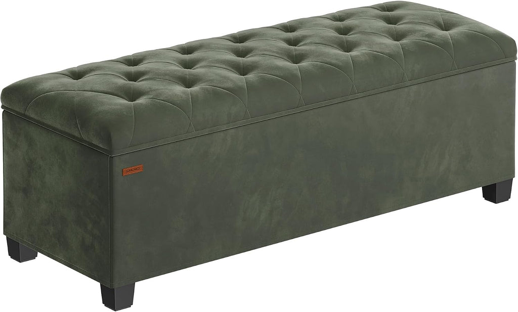 Velvet Storage Ottoman Bench, Foot Rest with Legs, 15.7 x 43 x 15.7 Inches, End of Bed Bench, Storage Chest, Load up