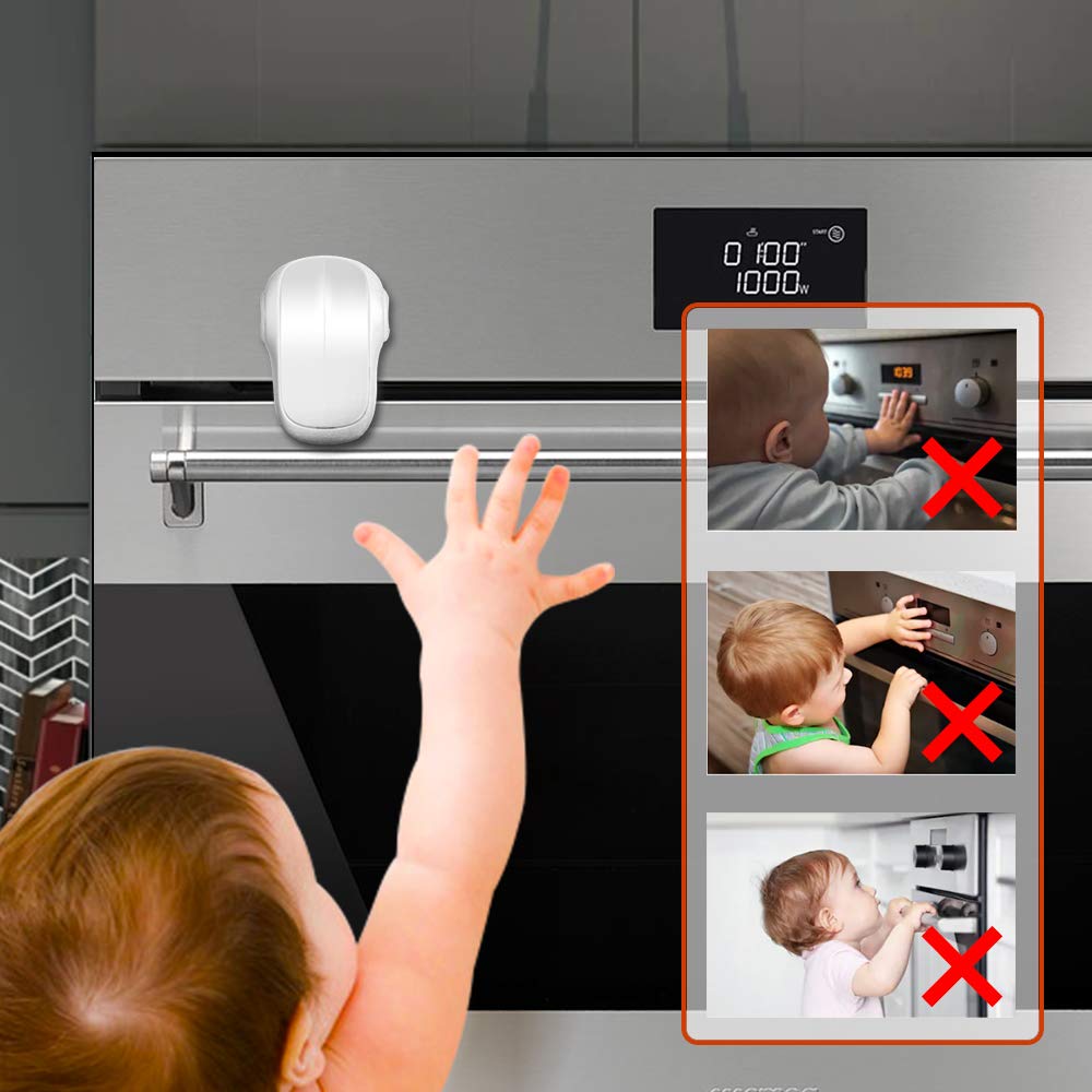 Child Safety Heat-Resistant Oven Door Lock, Oven Front Lock for Kids Easy to Install, Use Adhesive,No Screws or Drill