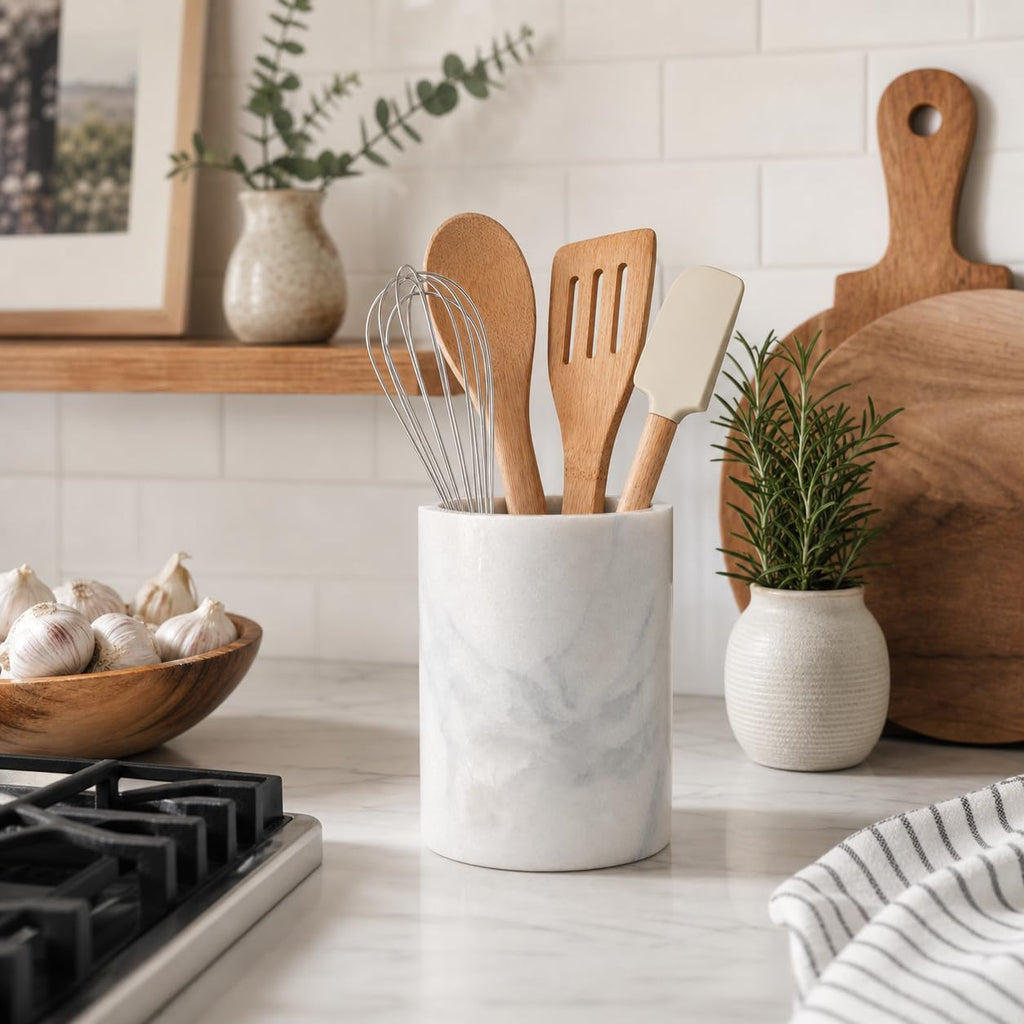 Natural Marble Utensil Holder Countertop