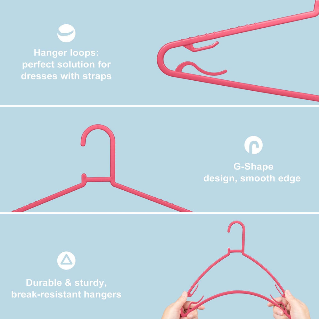 Plastic Hangers 50 Pack, Light Weight Durable Clothes Hangers with Hooks Standard Size G-Shape&Non-Slip Coat Hangers