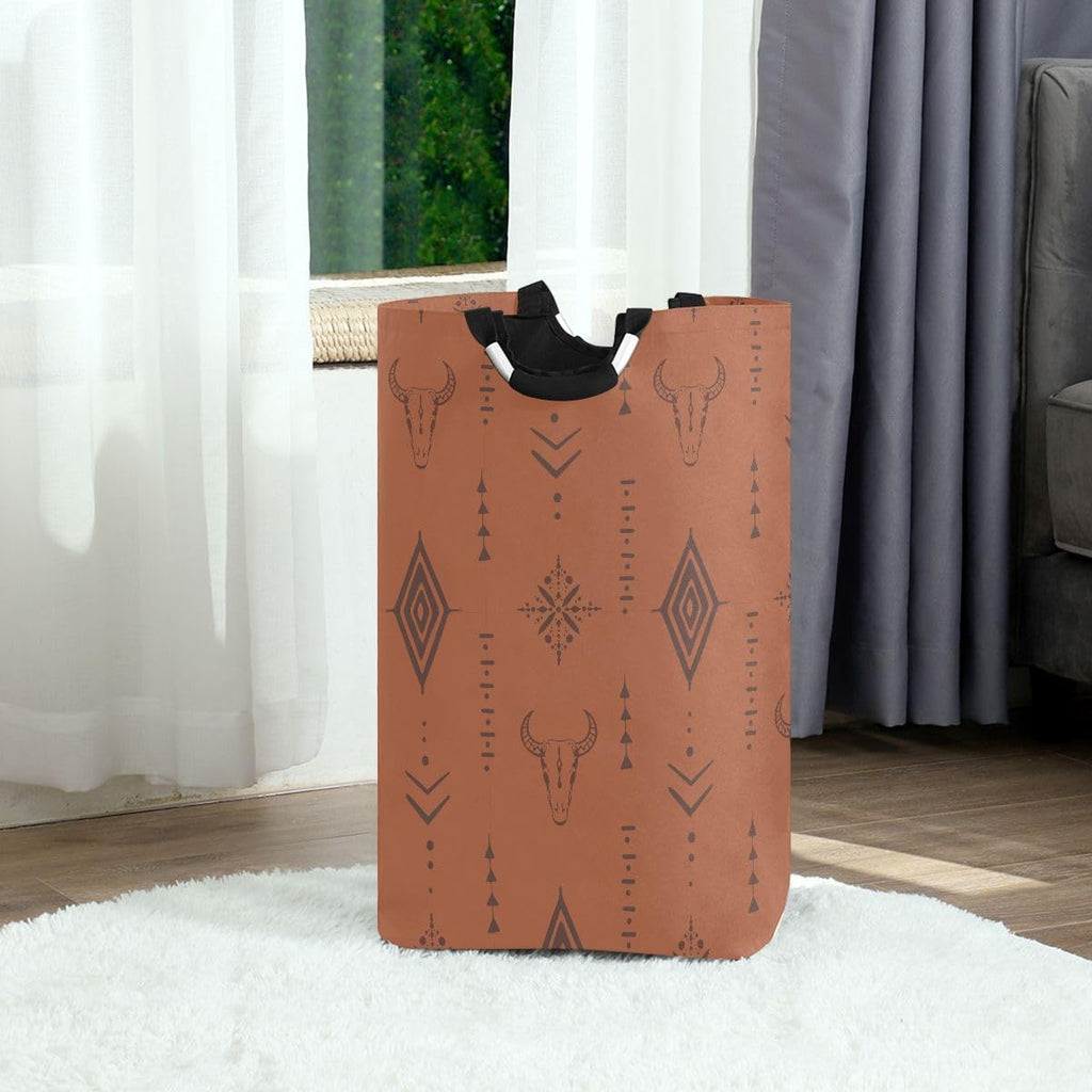 Western Bull Boho Large Laundry Hamper Basket, Collapsible Laundry Bag Storage Bins Baskets with Handles for Laundry