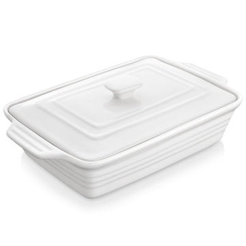 4.4 Qt Casserole Dish for Oven, Porcelain Baking Dish with Lid