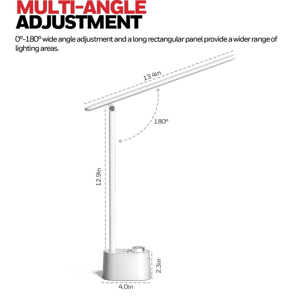 LED Desk Lamp, Foldable & Stepless Dimmable, White