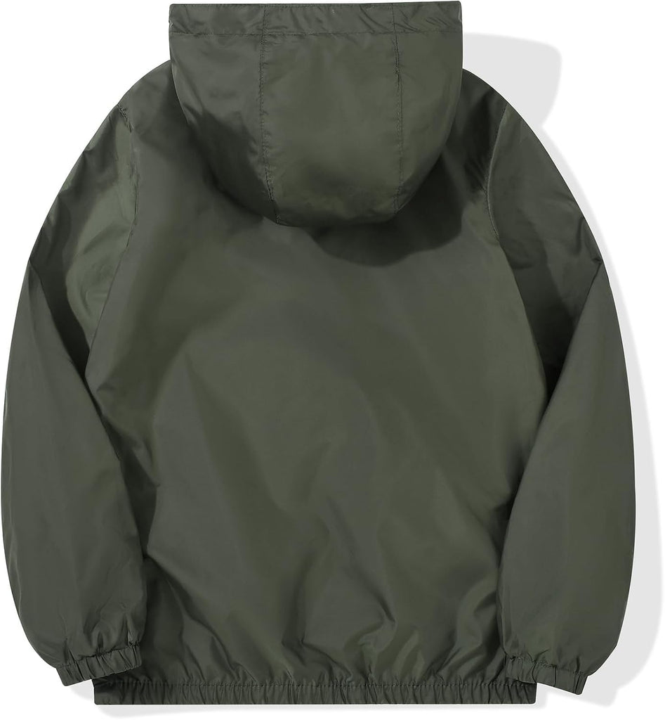 Kid Boys Rain Jackets Lightweight Water-resistant Windbreaker Breathable Outerwear Raincoat with Hood