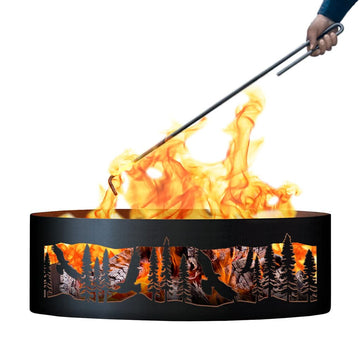 Soaring Eagle Unpainted 12 in. Tall 48 in. Diameter Outdoor Fire Ring with Fire Poker - 48 x 48 x 12 in.