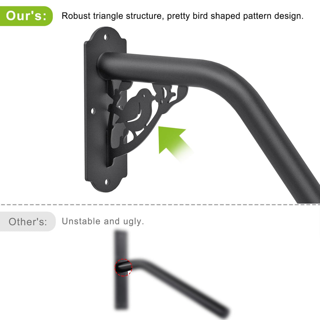 Handrails for Outdoor Steps Wall Mount Stair Railing for 1-3 Steps