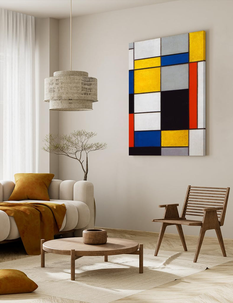 Large Mondrian Wall Art, Mondrian Print, Composition A, Size 36x24 in