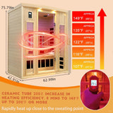 3 Person Infrared Sauna, Ceramic Infrared Sauna 3 Person, Far Infrared Saunas for Home, Low EMF Infrared Indoor Sauna