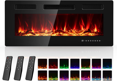 Electric Fireplace 40 Inch with 3 Remotes