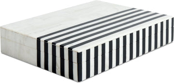 Large Decorative Storage Box with Lid - Black White Modern Storage Box, Remote Control Organizer for Coffee Table