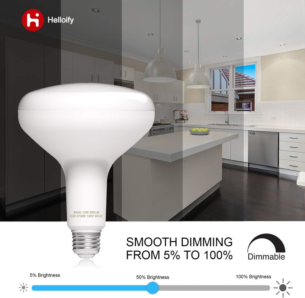 Dimmable BR40 LED Flood Light Bulb 12W, 75W Equivalent, 2700K Soft White Light, Energy Saving Lamp /Home, E26 Screw
