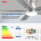 52" Ceiling Fan with Lights, Silver Flush Mount, 5 Blade Low Profile, 6 Speeds DC Reversible, Dimmable, Modern for Bedroom, Living Room and Garage A101-B0D4Z8Z927