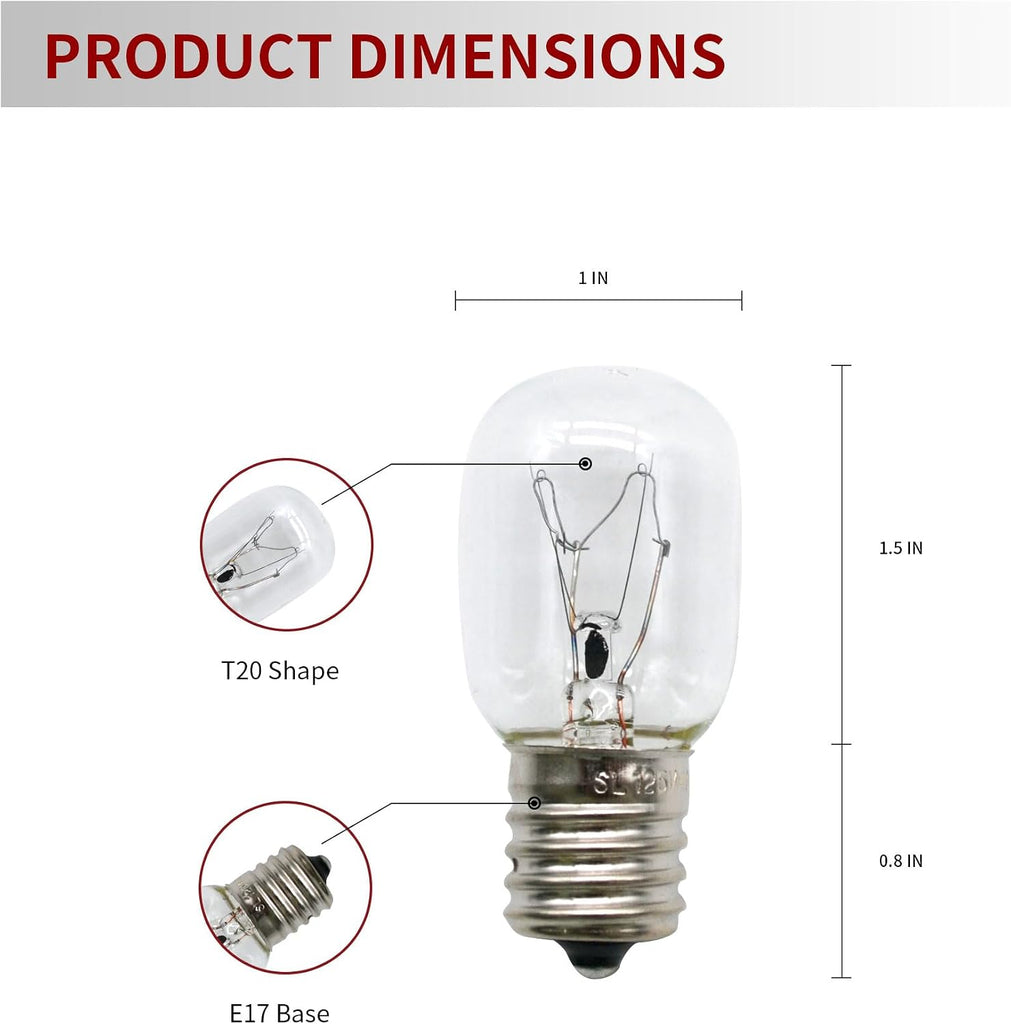 Bulb 40W 125V Microwave Oven Light, Microwave Light Bulbs Under Hood 40 Watt Appliance Bulb Fit for Refrigerator