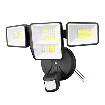 70W Security Lights Outdoor, 4-Head LED Motion Sensor Light, Hardwired Dusk to Dawn Flood Light, 6500K