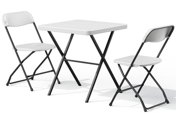 Folding Table and Chairs Set for 2, No Assembly Portable Event Table and Chairs Set, Heavy Duty Foldable Card Table