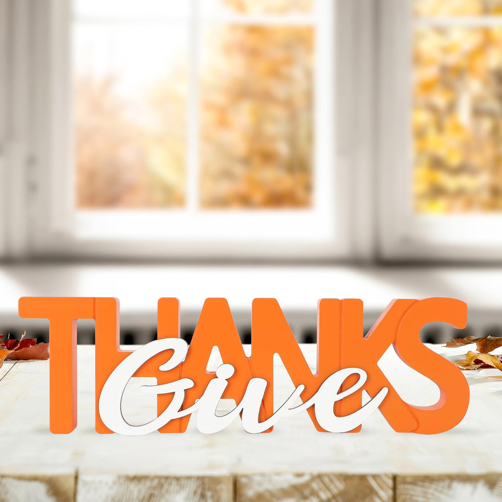 Wooden Thanksgiving Give Thanks Sign, Fall Decorations, Shelf, Mantel, Indoor, Wood Thanksgiving Decor, Autumn Table