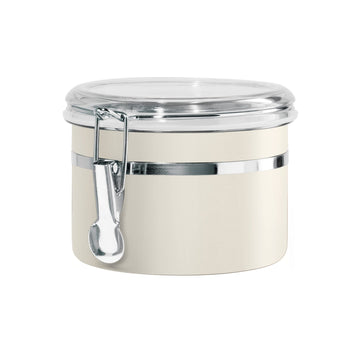 Stainless Steel Kitchen Canister 26 fl oz, Gray - Airtight Clamp Lid, Clear See-Thru Top - Ideal Storage, Food