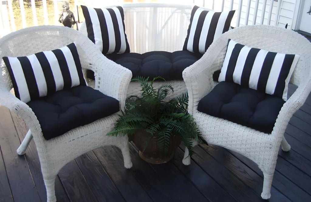 Tufted U-Shape Wicker Seat Cushions Set of 2 | 22" x 22" | Water & Fade-Resistant Spun Fabric | Outdoor Chair
