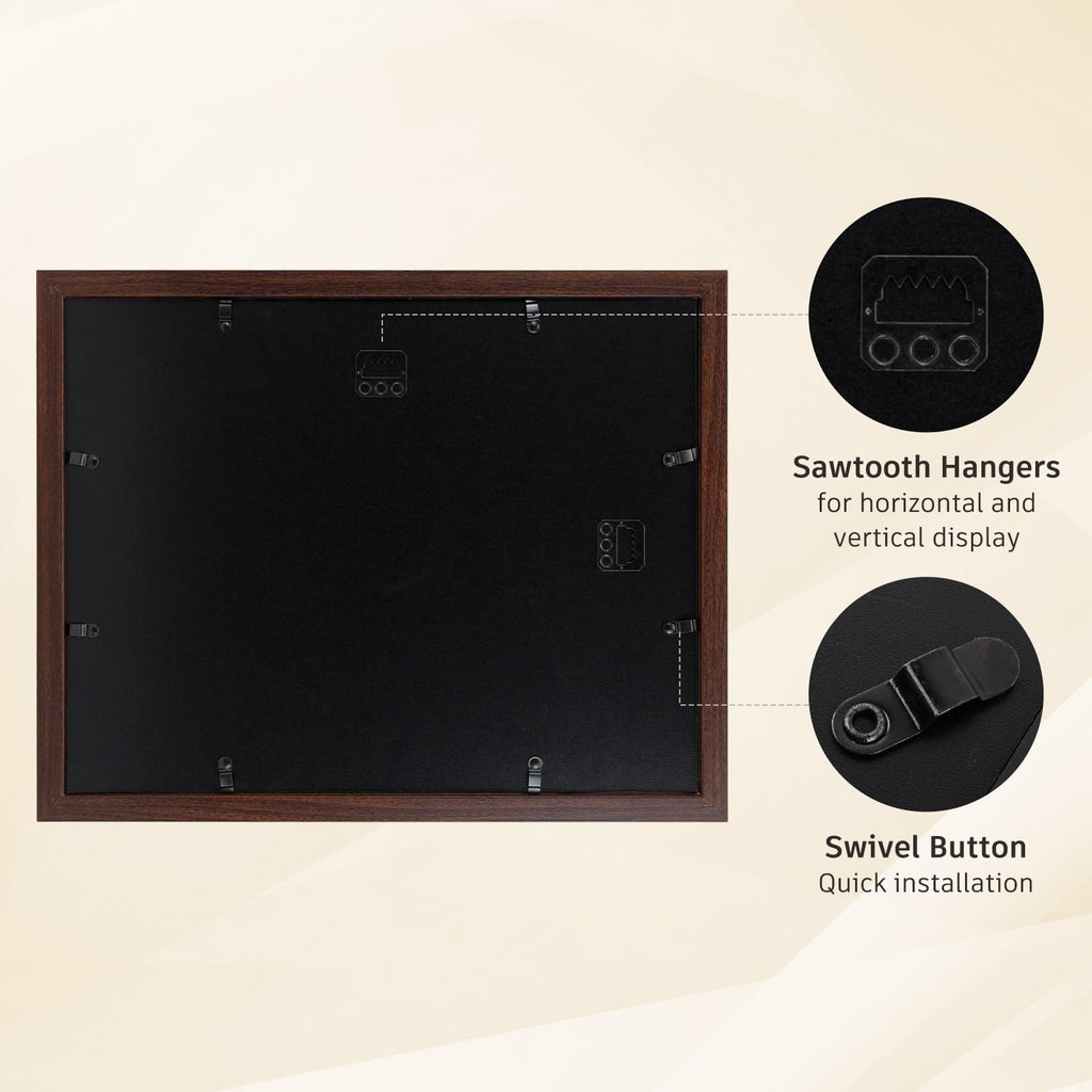 11x14 Certificate Frame with Glass, Brown, 2 Pack