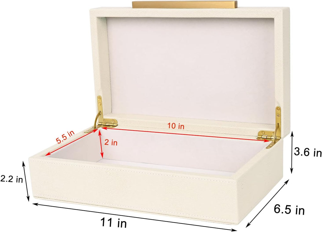 Beige Shagreen box Faux Leather Decorative Boxes,Keepsake And Memory Storage Decorative Boxes with Lids for Modern